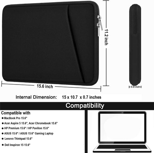 Askuko 15.6 inch Laptop Sleeve, Durable Briefcase Shockproof Protective Case, Handbags Portable Laptop Bag for HP Dell