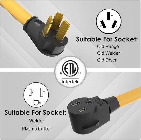 NEMA 10-50P to 6-50R Heavy-Duty Welding Plug 250V Adapter for Range Stove Oven to Welder Plasma Cutter 50 Amp