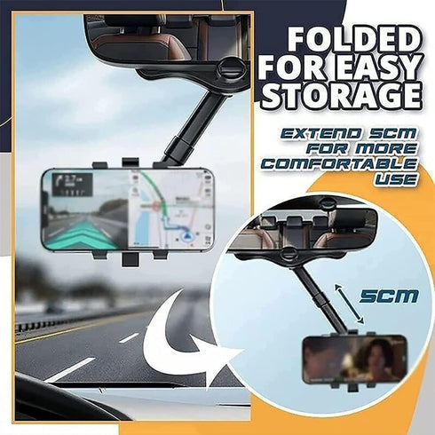 Maxicea Phone Holder Rear View Mirror, Ailsion Phone Holder, Maxicea Phone Holder, 360° Car Rearview Mirror Phone Holder for Car Mount Phone and GPS Holder Support Rotating Adjustable