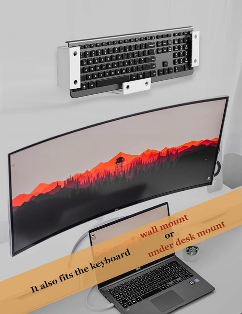 Under Desk Laptop Holder, Macbook Drawer Mount for Keyboard & Small Devices, Cable Box Wall Mount Tray Organizer White