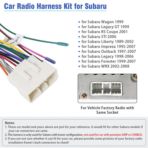 16Pin-14Pin Android Radio Wiring Harness Replacement for Subaru Outback Forester Liberty Legacy Impreza WRX,Aftermarket