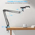 Overhead Phone Mount with Rechargeable Light for iPhone, Desk Tripod with Clamp for Content Creator Camera Recording