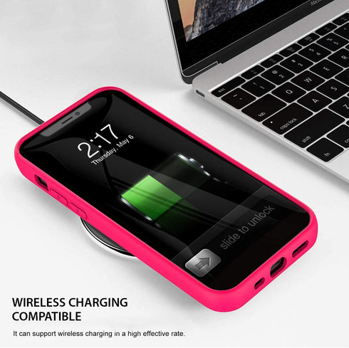 ZUSLAB Nano Silicone Case for iPhone 12 Pro Max - Shockproof Bumper Soft Full Protection Cover, Neon Pink
