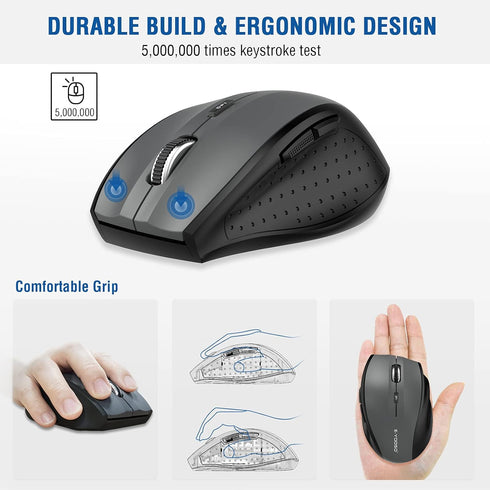 E-YOOSO 2PCS Wireless Mouse, 2.4G Portable USB Mice, 18 Months Battery Life, 5-Level 4800 DPI for Laptop, PC, Mac
