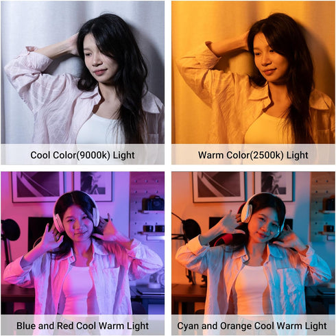JJC RGB Video Light, 360° Full Color with 24 Effects, 2600mAh Rechargeable LED Camera Light for Photography