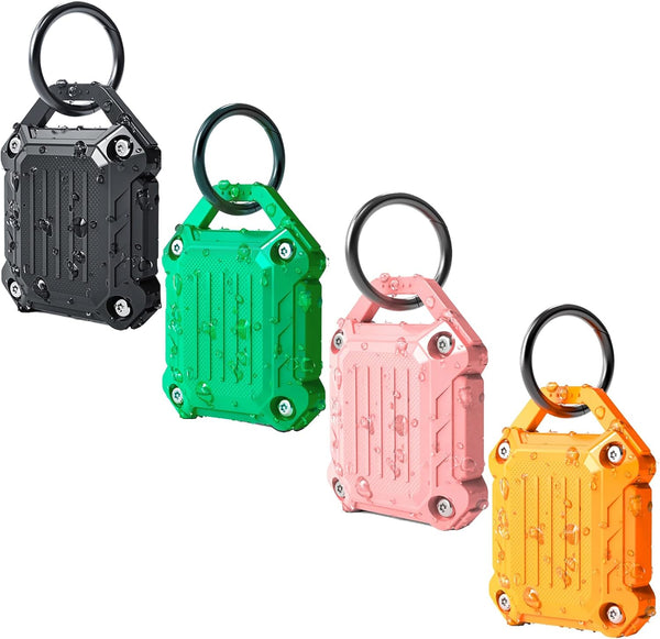 DOVICK Waterproof Airtag Keychain Holder Case, Screw Full Cover Compatible with Apple Air Tag Tracker Key Ring (Mix 4