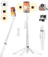 71 inch Tall Selfie Stick Phone Tripod with Detachable Wireless Remote and 2 LED Lights for Recording