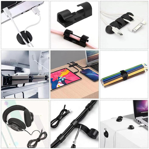 Cable Management Organizer Kit, 2 Cable Sleeve Split with 41 Self Adhesive Cable Clips, 100 Fastening Cable Ties