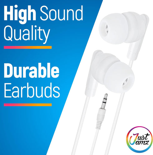 Earbuds 30 Pack | Bulk Basic Earbuds, Pearl White in-Ear Earbuds, Disposable Earphones, Affordable Headphones, 3.5 MM