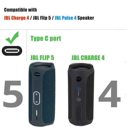 USB Type C Charger Cable Cord Compatible with JBL Flip 5 Flip 6, JBL Charge 4 Charge 5, JBL Pulse 4, JBL Link, GO 3, Extreme 3, Tuner 2, Endurance Peak 2 Wireless Bluetooth Earphones Speakers (3.3Ft)