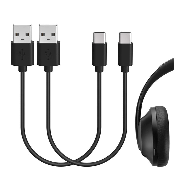 GEEKRIA USB Headphones Short Charger Cable for Bose QC Ultra, QC45, 700ANC, QC Earbuds II, USB to USB-C (1ft/30cm 2Pack)
