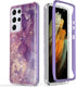 Esdot Rugged Case for Samsung Galaxy S21 Ultra, Military Grade with Fashion Designs, Glitter Purple Marble
