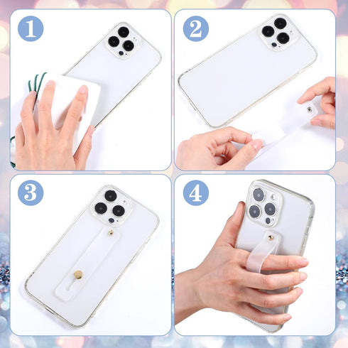 Ymapinc 2Pcs Phone Case Holder Strap, Phone Loops for Back of Phone White Silicone Kickstand Cell Phone Strap Grip