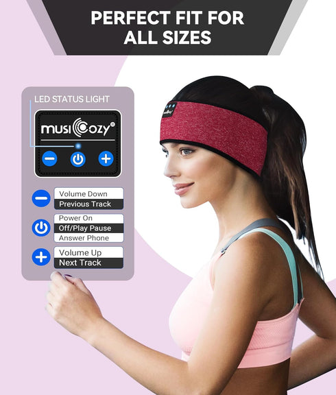 MUSICOZY Sleep Headphones Wireless Bluetooth 5.2 Headband, Music Sports Sleeping Headphones for Women, Girls, Workout,