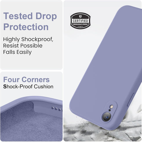 Vooii Lavender Grey iPhone XR Case, Upgraded Liquid Silicone with Square Edges and Camera Protection