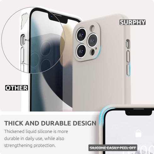 SURPHY iPhone 13 Pro Case (6.1", 2021) - Liquid Silicone, Screen Protector, Camera Protection, Soft Microfiber Lining,