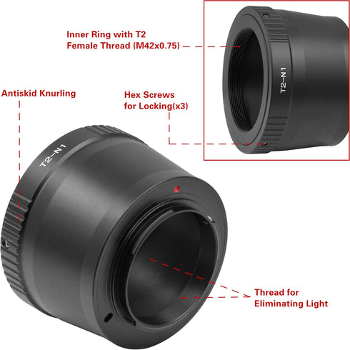 T2 N1 T Mount Lens Adapter for N ikon 1 Series Camera V1 V2 V3 J1 J2 J3 J4 J5