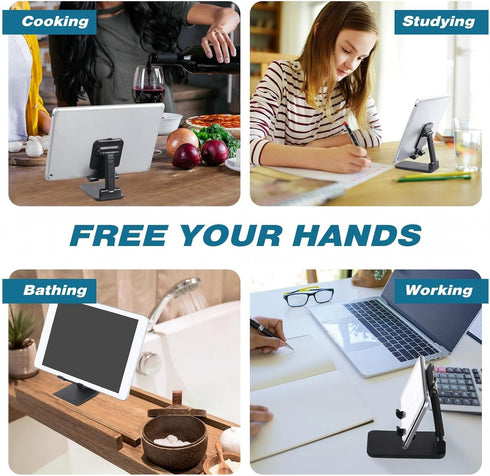 Wonderjune 12 Pcs Cell Phone Stand for Desk Phone Holder Stand Foldable Angle Height Adjustable Portable Holder Tablet