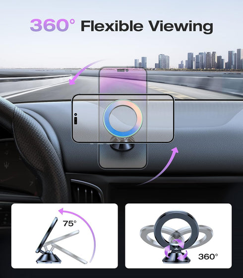 VICSEED Fit for MagSafe Car Mount, Colorful Gradient Magnetic Phone Holder for Car Dashboard, All Metal Sturdy