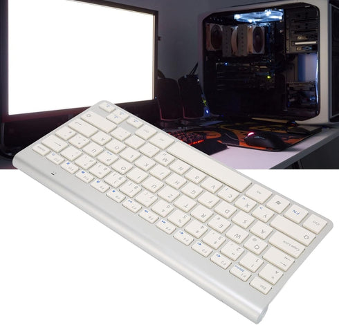 ASHATA German & English Bilingual Language Keyboard, 2.4G Cordless Keyboard for Desktop, Laptop, Tablet, Plug and Play