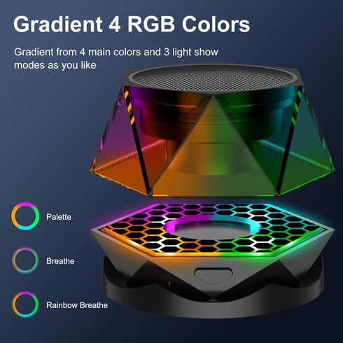 EGKimBa Magnetic Diamond Bluetooth Speaker, Small Wireless Speaker with Multi RGB Color Light Show, Portable Phone Stand for iPhone, Android, TWS Pairing- 2 Pieces