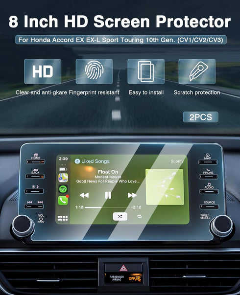2PCS Accord Screen Protector for 2018-2021 2022 Honda Accord EX EX-L Sport Touring, 8-inch Touchscreen Tempered Glass