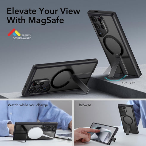 ESR Samsung Galaxy S24 Ultra Case with Kickstand, Compatible with MagSafe, Military-Grade Protection (Frosted Black)