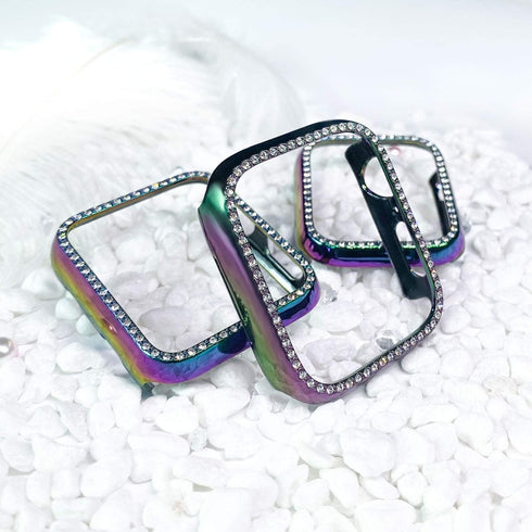 Compatible Apple Watch Case 44mm SE SE2, Bling Crystal Diamonds Bumper Cover for Women, Hard PC Frame