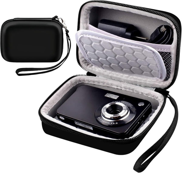 Digital Camera Case Compatible with Kodak PixPro/Canon PowerShot/Sony DSC, Hard Shell Protective Carrying Bag (Black)