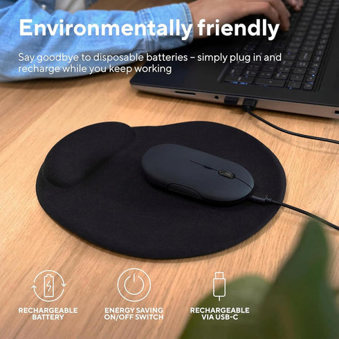 Bluetooth Wireless USB C Mouse, Rechargeable Silent Mouse for Mac/Laptop/Computer
