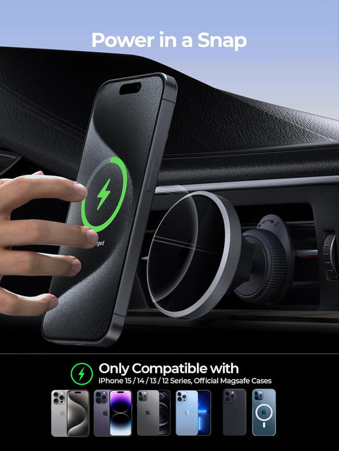 for MagSafe Car Mount Charger - Qi2 Certified 15W Ultra-Fast Magnetic Wireless Car Charger, Compatible with MagSafe Car