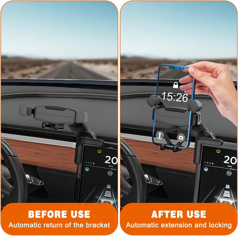 Tesla Phone Mount, Adjustable 360° Car Phone Holder Compatible with Model 3/Y, for iPhone 15 14 13 Series and All Phones