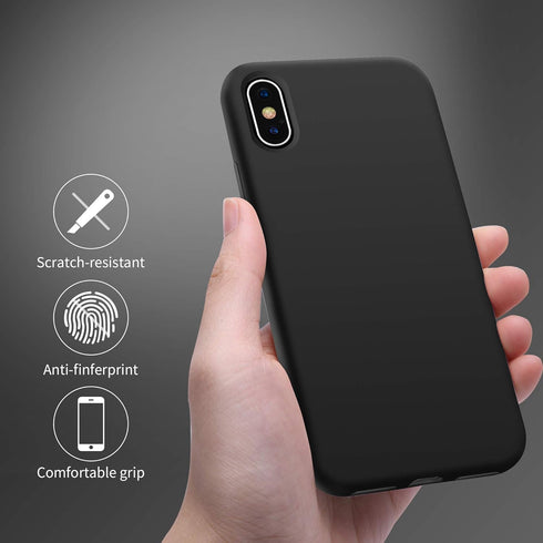 OTOFLY Premium Soft Silicone Bumper Case for iPhone X, Full-Body Protective, Black