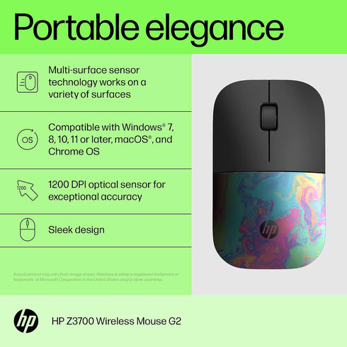 HP Z3700 G2 Wireless Mouse in Vibrant Oil Slick Finish