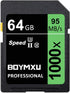 BOYMXU 64GB Memory Card, Professional 1000x Class 10 UHS-I U3, Compatible with Cameras and Camcorders