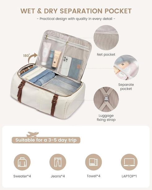 40L Backpack 3 Packing Backpack 17" LOVEVOOK Travel Carry on Flight Approved, Personal Item Bag with Cubes, Travel