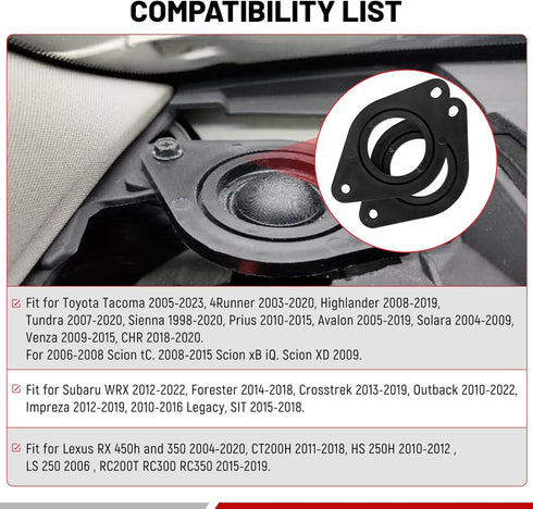 RED WOLF Tweeter Speaker Adapter Spacer Rings 1.5 Inch Cutout for Toyota Tacoma 4Runner 2005-2023, Subaru WRX