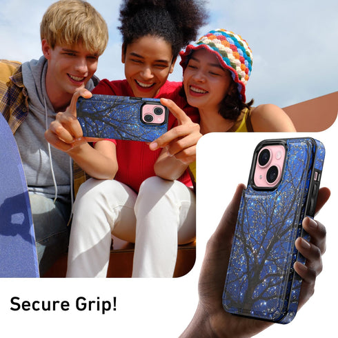 FUNMIKO 15 for iPhone Wallet Case with Card Holder, RFID-Blocking, Military-Grade Protection & UV-Printed Artwork