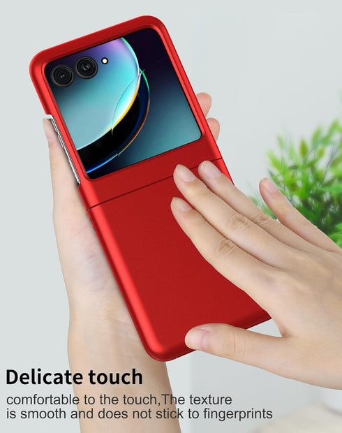 Foluu Slim Fit Case for Motorola Razr Plus 2023, Red Matte PC Cover + 1 Pack Soft TPU & Built-in Screen Protectors.