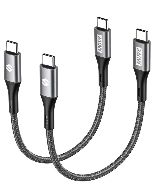 Silkland 240W 100W Short USB C to USB C Cable (0.5FT, 2 Pack), Fast Charging USBC Type C Cord for iPhone 15/15Plus/15Pro
