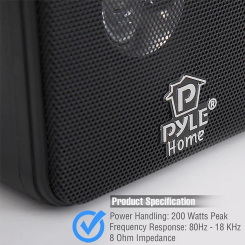 Pyle Home 4” Mini Cube Bookshelf Speakers, 200 Watt Power, 8 Ohm Impedance, 1 Pair, Black - PCB4BK