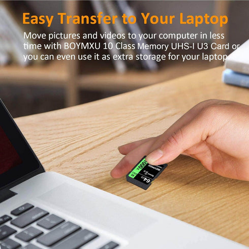 BOYMXU 64GB Memory Card, Professional 1000x Class 10 UHS-I U3, Compatible with Cameras and Camcorders