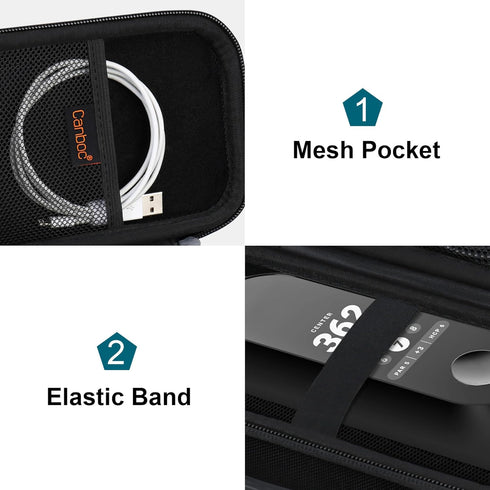 Canboc Hard Carrying Case for Blue Tees Golf Player+ GPS Speaker, Black, with Mesh Pocket for Charging Cable