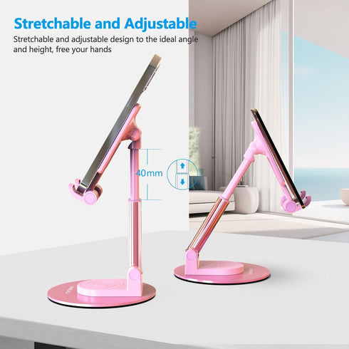 YXLILI 360 iPhone14/13/12/11 Tablet(4-9.7in)-Pink Foldable Phone Stand Adjustable Angle Height Cell Phone Holder