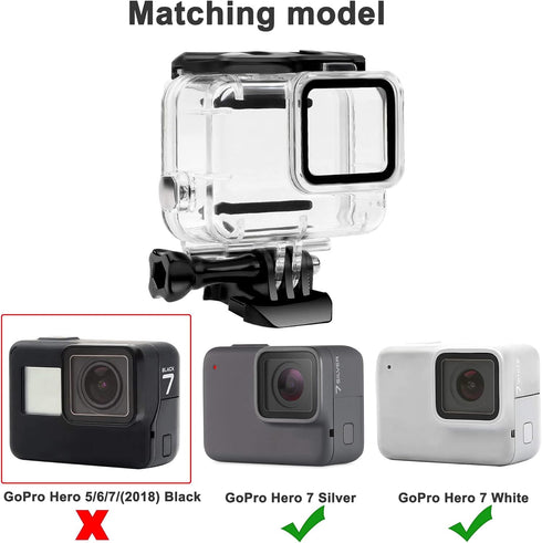 FitStill Waterproof Housing Case Only for Go Pro Hero 7 White & Silver, Protective 45m Underwater Dive Case Shell with Bracket Accessories for Go Pro Hero 7 White & Silver Camera