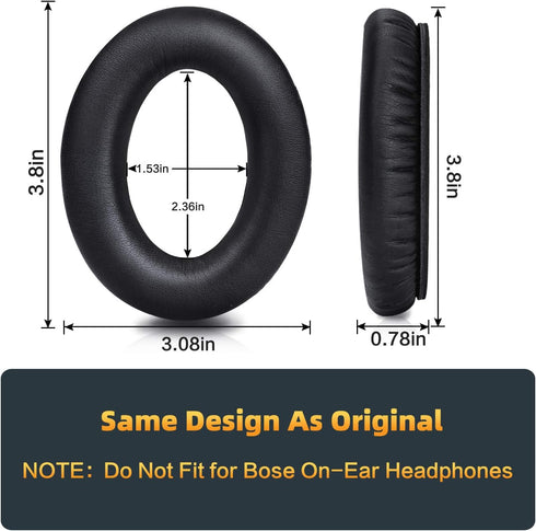 Premium Replacement Ear Pads for Bose QC35 & QC35ii Headphones, Comfortable Memory Foam, Fits QuietComfort