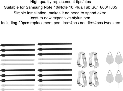 4 Set Replacement Stylus Pen Nibs for Samsung, Touch s Pens Tips Replacement Writing Pen Nibs Parts for Samsung Note 10/Note 10 Plus/Tab S6/T860/T865, etc (Black)
