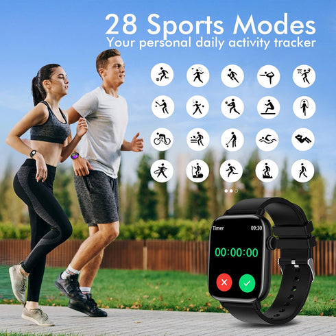 Smart Watch for Android iPhone, 1.9" Fitness Tracker with (Answer/Make Calls), IP67 Waterproof, Blood Pressure Heart