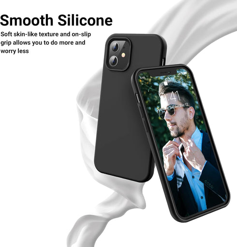 OTOFLY iPhone 12/12 Pro Case, Soft Silicone with Military Grade Drop Protection, Anti-Scratch Microfiber Lining,