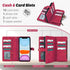 TwoHead 11 for iPhone Wallet Case with Card Holder & Detachable Magnetic Phone Case, PU Leather Wallet with Wrist Strap
